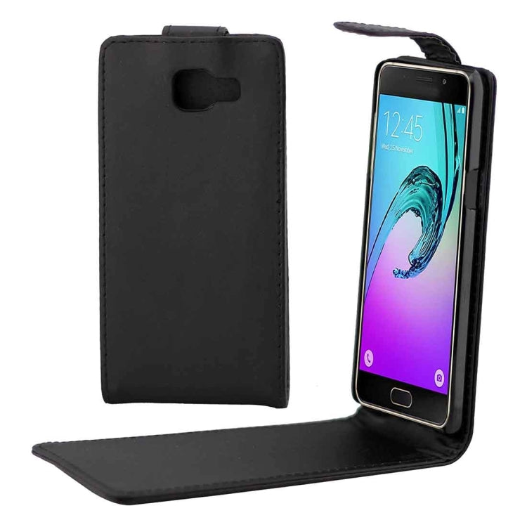 For Galaxy A5 (2016) / A510 Plain Texture Vertical Flip Leather Case Waist Bag with Magnetic Buckle(Black)