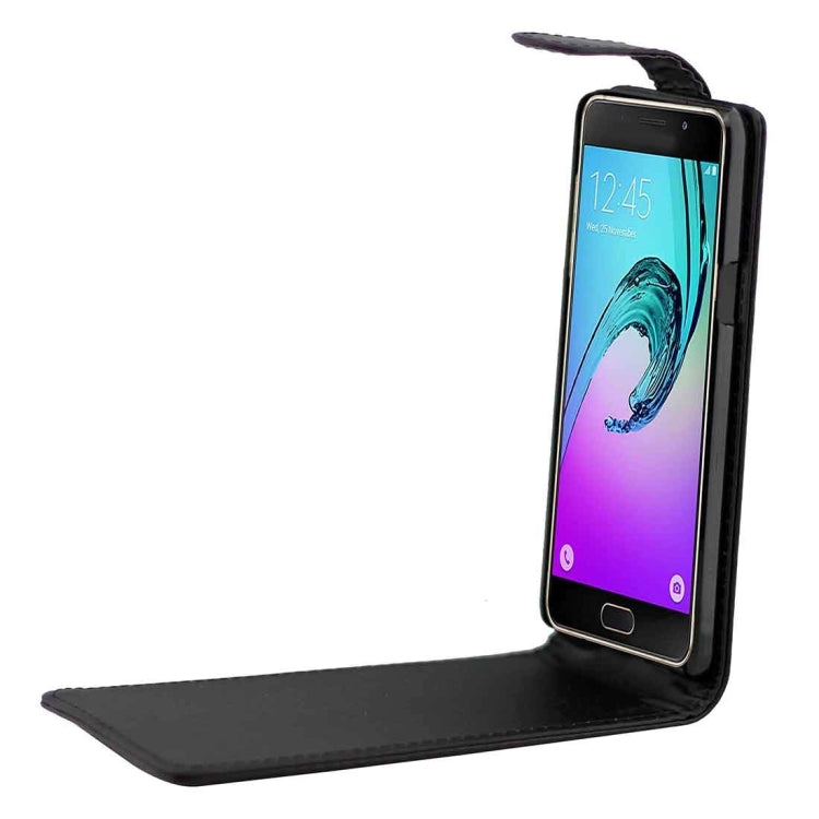 For Galaxy A5 (2016) / A510 Plain Texture Vertical Flip Leather Case Waist Bag with Magnetic Buckle(Black)