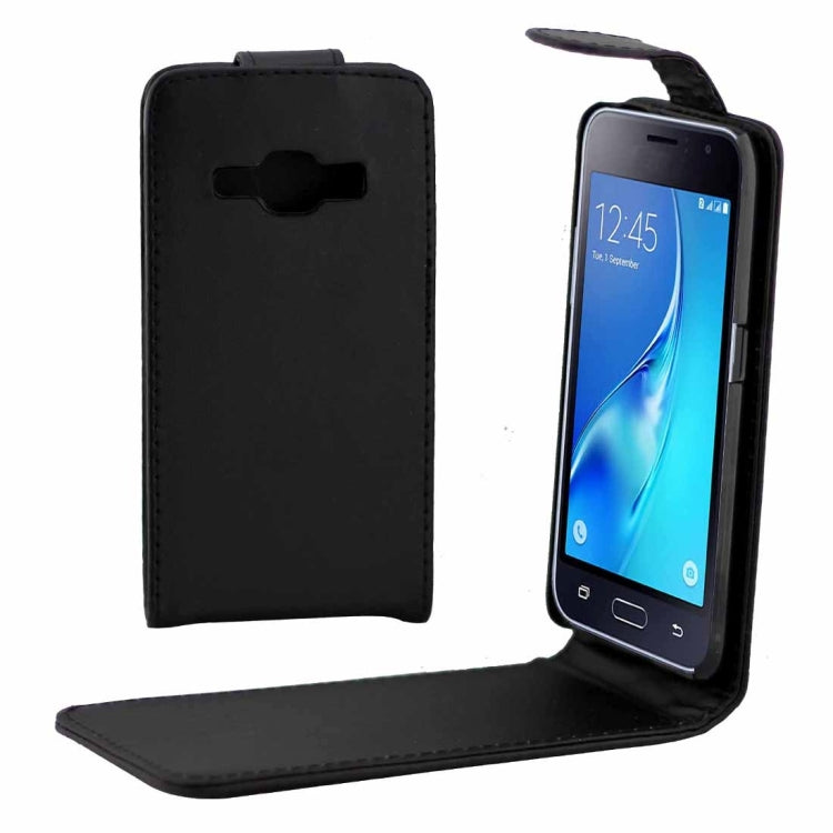 For Galaxy J1 (2016) / J120 Plain Texture Vertical Flip Leather Case Waist Bag with Magnetic Buckle(Black)