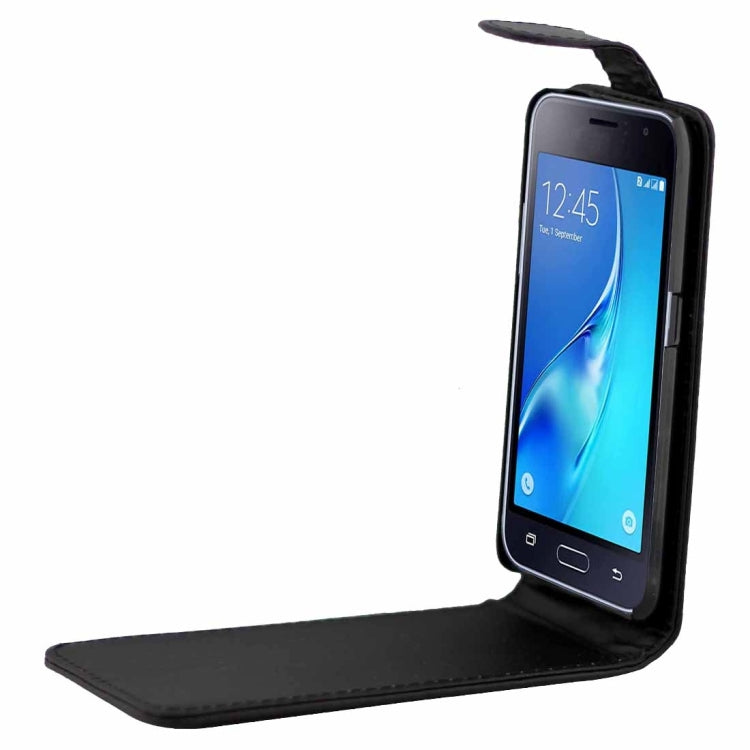 For Galaxy J1 (2016) / J120 Plain Texture Vertical Flip Leather Case Waist Bag with Magnetic Buckle(Black)