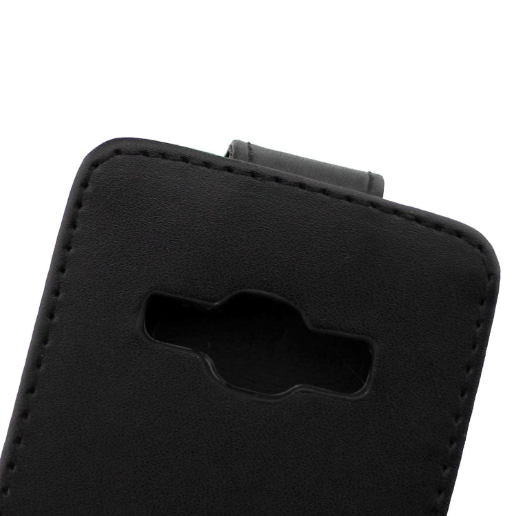 For Galaxy J1 (2016) / J120 Plain Texture Vertical Flip Leather Case Waist Bag with Magnetic Buckle(Black)