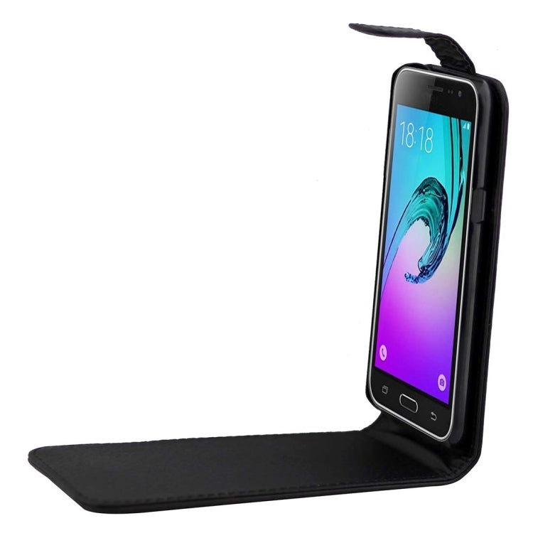 For Galaxy J3 (2016) / J320 / J3109 Plain Texture Vertical Flip Leather Case Waist Bag with Magnetic Buckle(Black)