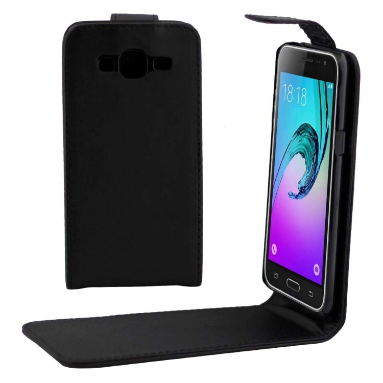 For Galaxy J3 (2016) / J320 / J3109 Plain Texture Vertical Flip Leather Case Waist Bag with Magnetic Buckle(Black)