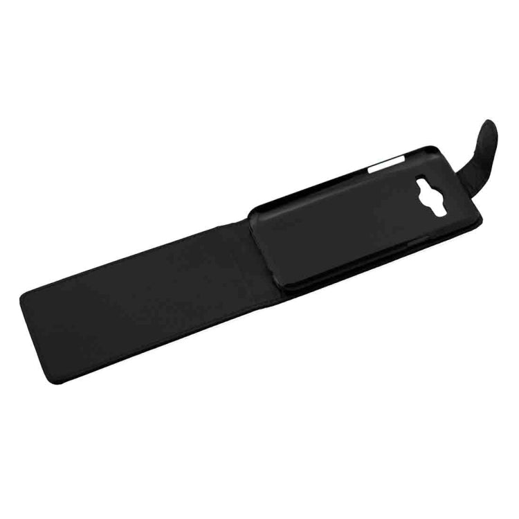 For Galaxy J5 (2016) / J510 Plain Texture Vertical Flip Leather Case Waist Bag with Magnetic Buckle(Black)