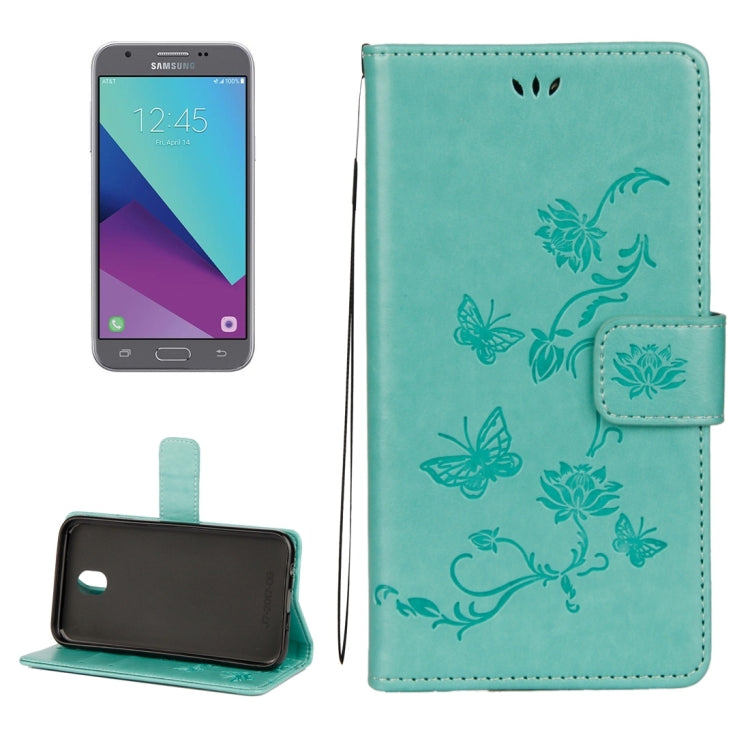 For Galaxy J3 (2017) / J330 (EU Version) Lotus Butterfly Pattern Horizontal Flip Leather Case with Holder & Card Slots & Wallet & Lanyard