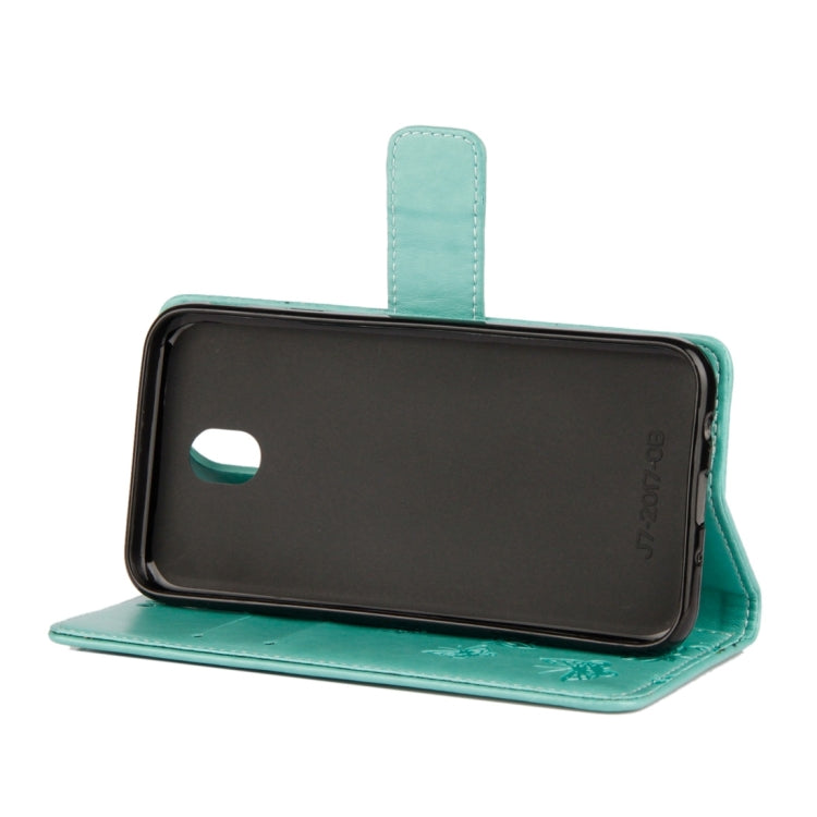 For Galaxy J3 (2017) / J330 (EU Version) Lotus Butterfly Pattern Horizontal Flip Leather Case with Holder & Card Slots & Wallet & Lanyard