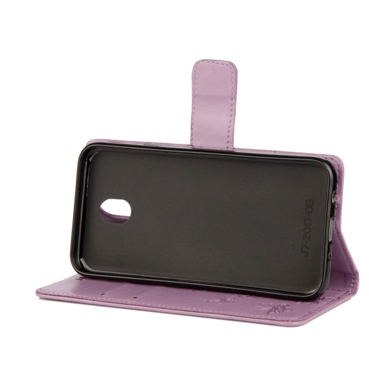 For Galaxy J3 (2017) / J330 (EU Version) Lotus Butterfly Pattern Horizontal Flip Leather Case with Holder & Card Slots & Wallet & Lanyard