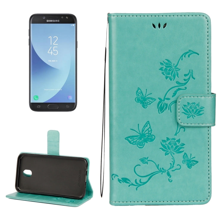 For Galaxy J5 (2017) / J530 (EU Version) Lotus Butterfly Pattern Horizontal Flip Leather Case with Holder & Card Slots & Wallet & Lanyard