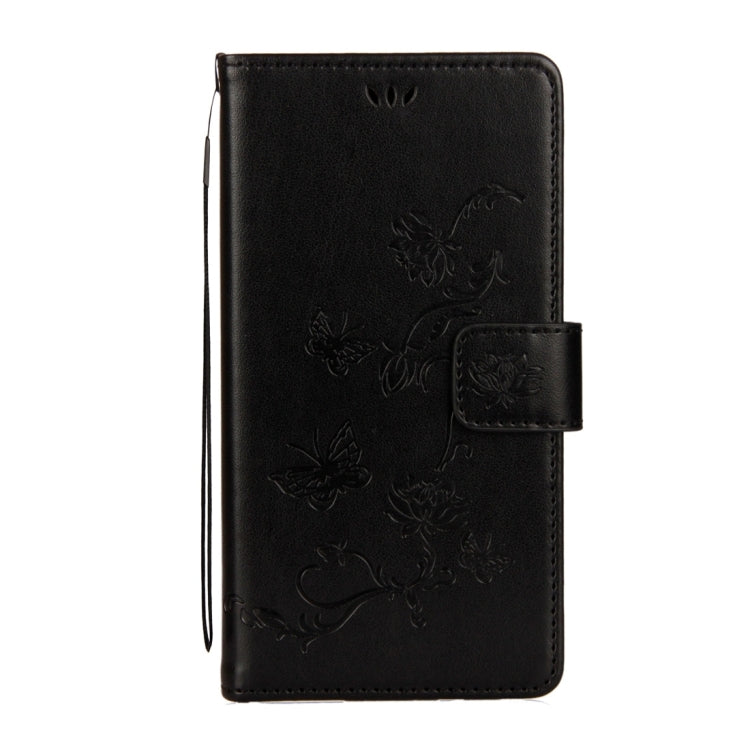 For Galaxy J7 (2017) (EU Version) Lotus Butterfly Pattern Horizontal Flip Leather Case with Holder & Card Slots & Wallet & Lanyard