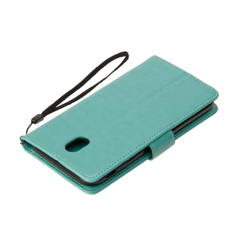 For Galaxy J7 (2017) (EU Version) Lotus Butterfly Pattern Horizontal Flip Leather Case with Holder & Card Slots & Wallet & Lanyard