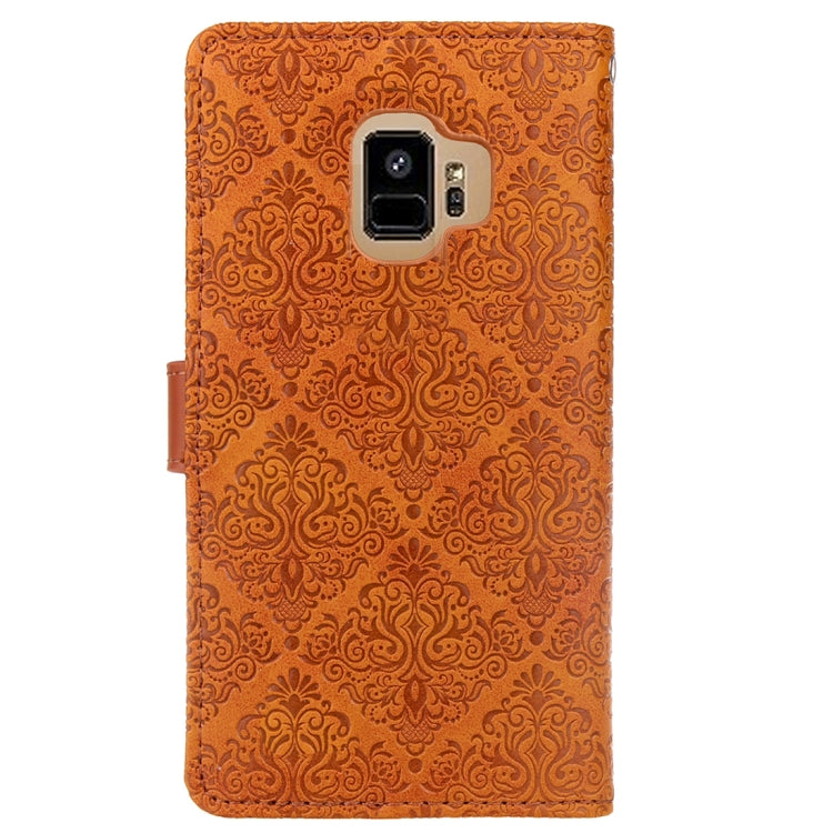 For Galaxy S9 European Style Embossed Horizontal Flip Leather Case with Holder & Card Slots & Wallet & Photo Frame & Lanyard