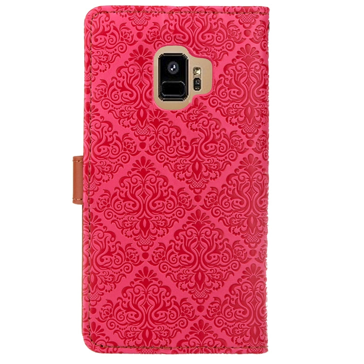 For Galaxy S9 European Style Embossed Horizontal Flip Leather Case with Holder & Card Slots & Wallet & Photo Frame & Lanyard