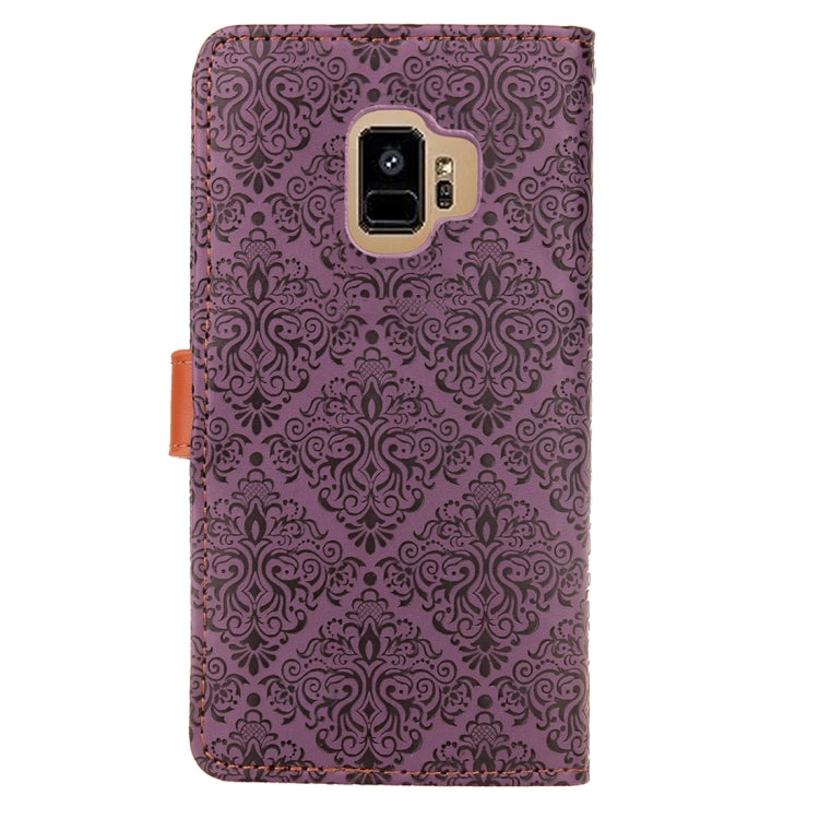 For Galaxy S9 European Style Embossed Horizontal Flip Leather Case with Holder & Card Slots & Wallet & Photo Frame & Lanyard