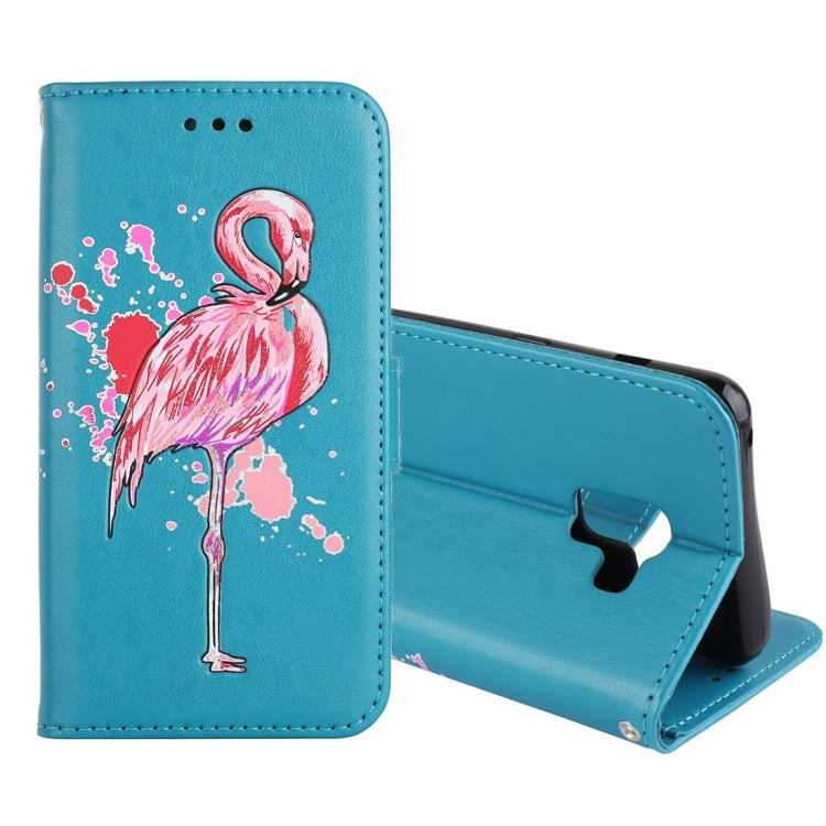 For Galaxy A8 (2018) Flamingo Print Horizontal Flip Leather Case with Holder & Wallet & Card Slots & Photo Frame