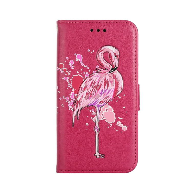 For Galaxy A8 (2018) Flamingo Print Horizontal Flip Leather Case with Holder & Wallet & Card Slots & Photo Frame