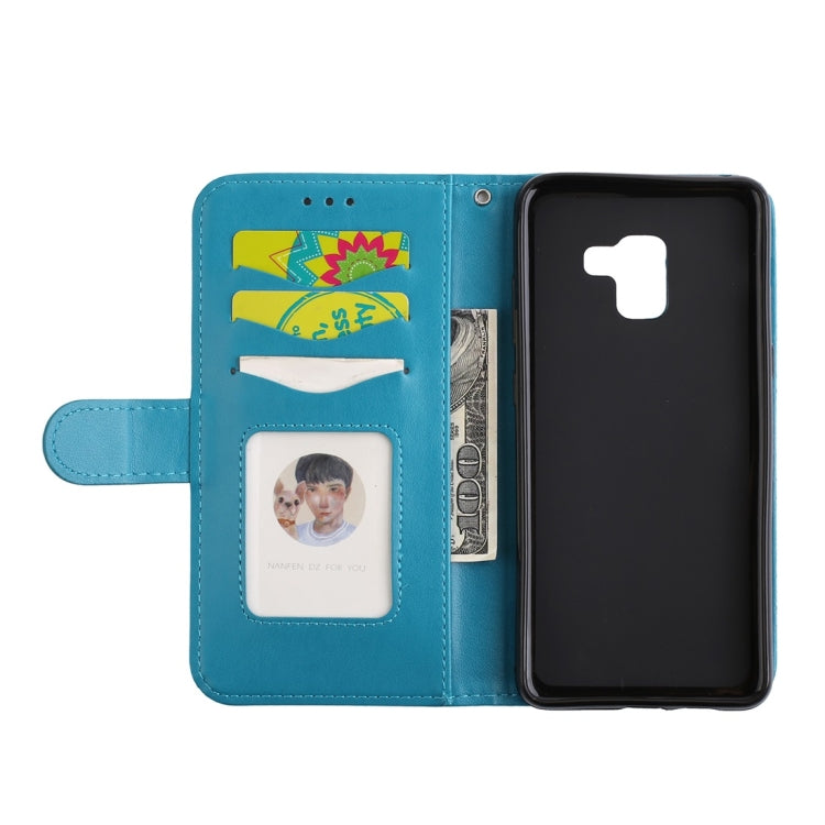 For Galaxy A8+ (2018) Flamingo Print Horizontal Flip Leather Case with Holder & Wallet & Card Slots & Photo Frame