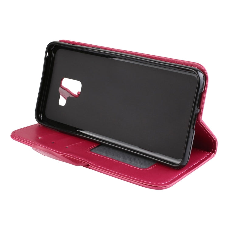 For Galaxy A8+ (2018) Flamingo Print Horizontal Flip Leather Case with Holder & Wallet & Card Slots & Photo Frame