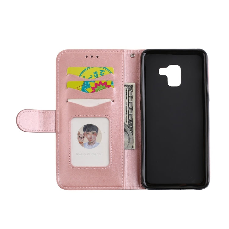 For Galaxy A8+ (2018) Flamingo Print Horizontal Flip Leather Case with Holder & Wallet & Card Slots & Photo Frame