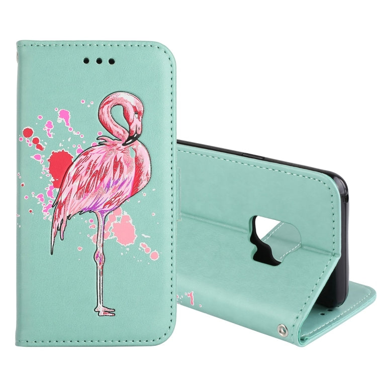 For Galaxy S9 Flamingo Print Horizontal Flip Leather Case with Holder & Wallet & Card Slots & Photo Frame