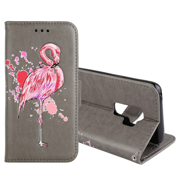 For Galaxy S9+ Flamingo Print Horizontal Flip Leather Case with Holder & Wallet & Card Slots & Photo Frame