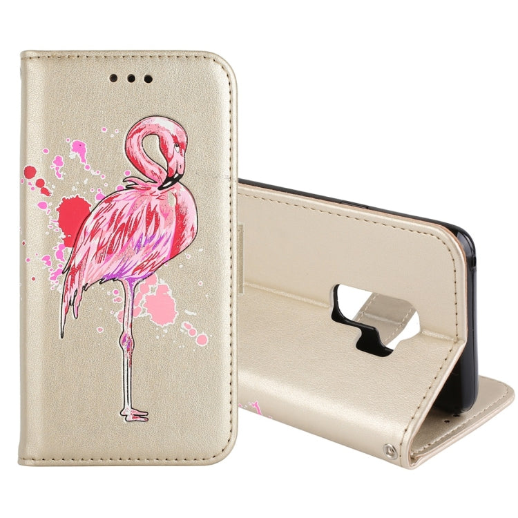 For Galaxy S9+ Flamingo Print Horizontal Flip Leather Case with Holder & Wallet & Card Slots & Photo Frame
