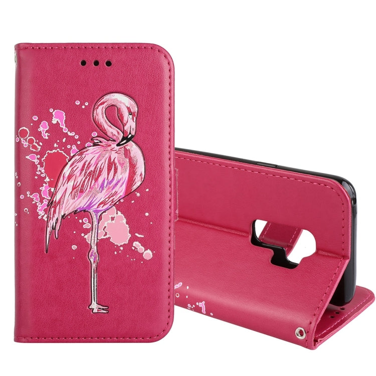 For Galaxy S9+ Flamingo Print Horizontal Flip Leather Case with Holder & Wallet & Card Slots & Photo Frame