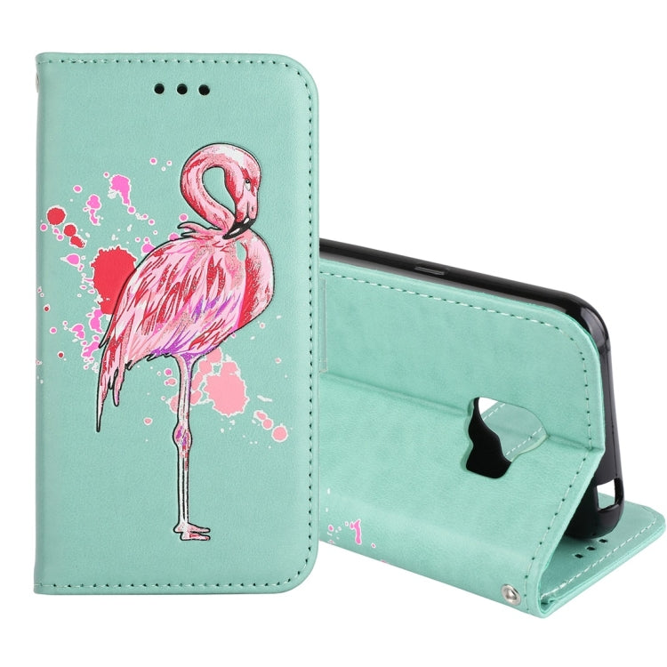 For Galaxy J2 Pro (2018) Flamingo Print Horizontal Flip Leather Case with Holder & Wallet & Card Slots & Photo Frame