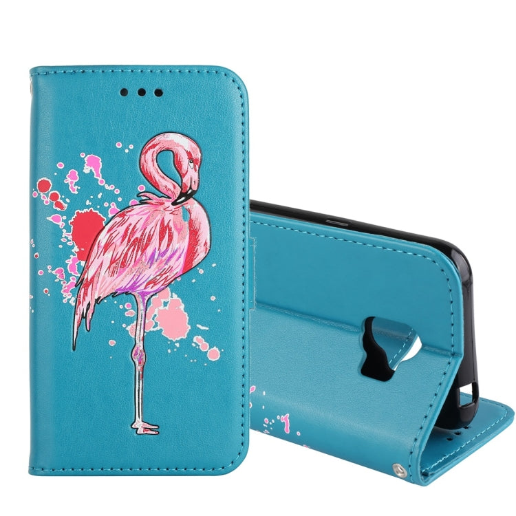 For Galaxy J2 Pro (2018) Flamingo Print Horizontal Flip Leather Case with Holder & Wallet & Card Slots & Photo Frame