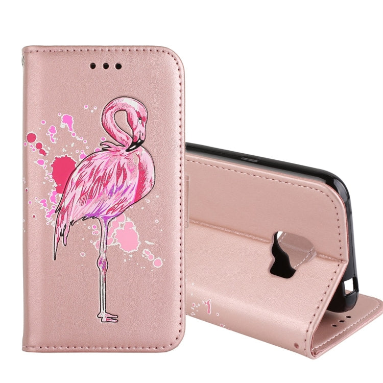 For Galaxy J2 Pro (2018) Flamingo Print Horizontal Flip Leather Case with Holder & Wallet & Card Slots & Photo Frame