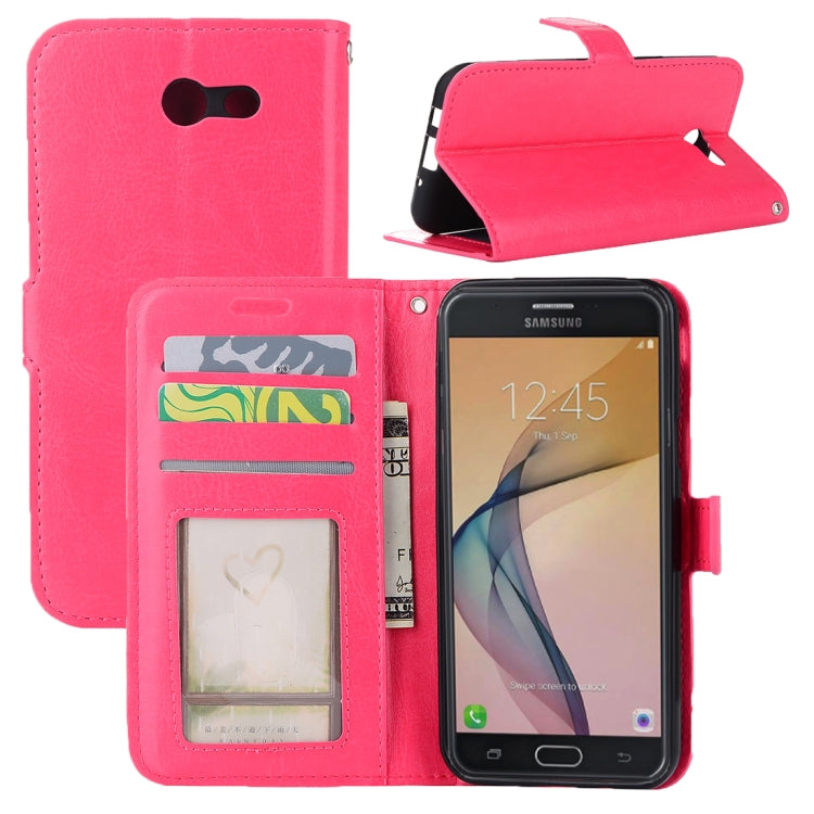 For Galaxy J3 (2017) (US Version) Crazy Horse Texture Horizontal Flip Leather Case with Holder & Card Slots & Wallet & Photo Frame