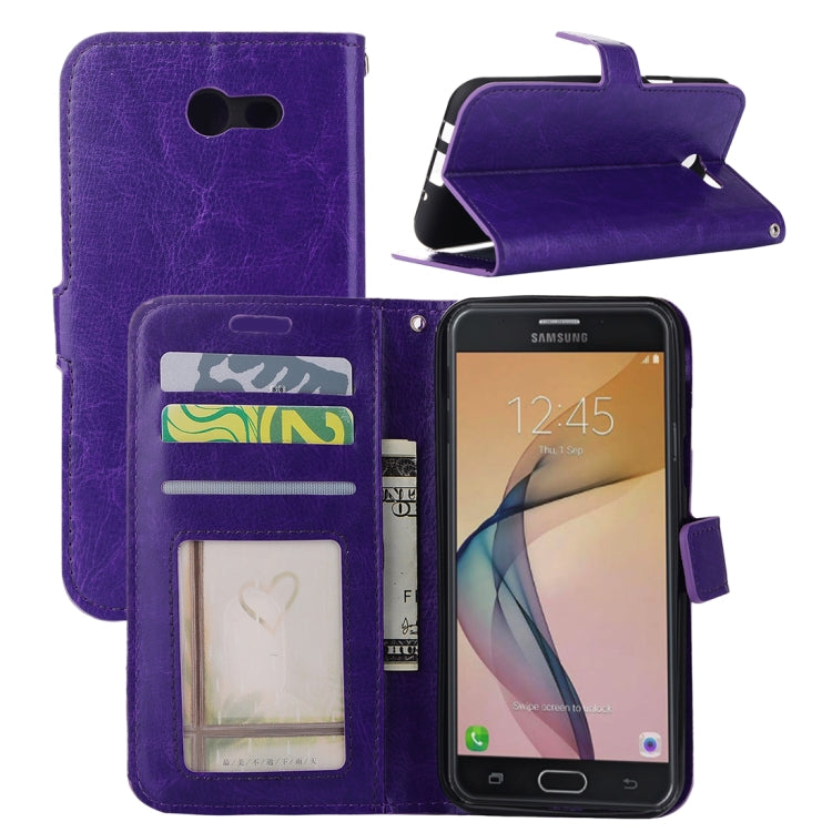 For Galaxy J7 (2017) (US Version) Crazy Horse Texture Horizontal Flip Leather Case with Holder & Card Slots & Wallet & Photo Frame