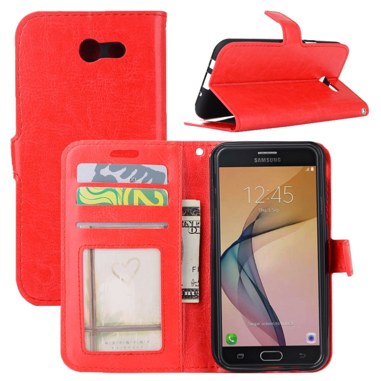 For Galaxy J7 (2017) (US Version) Crazy Horse Texture Horizontal Flip Leather Case with Holder & Card Slots & Wallet & Photo Frame