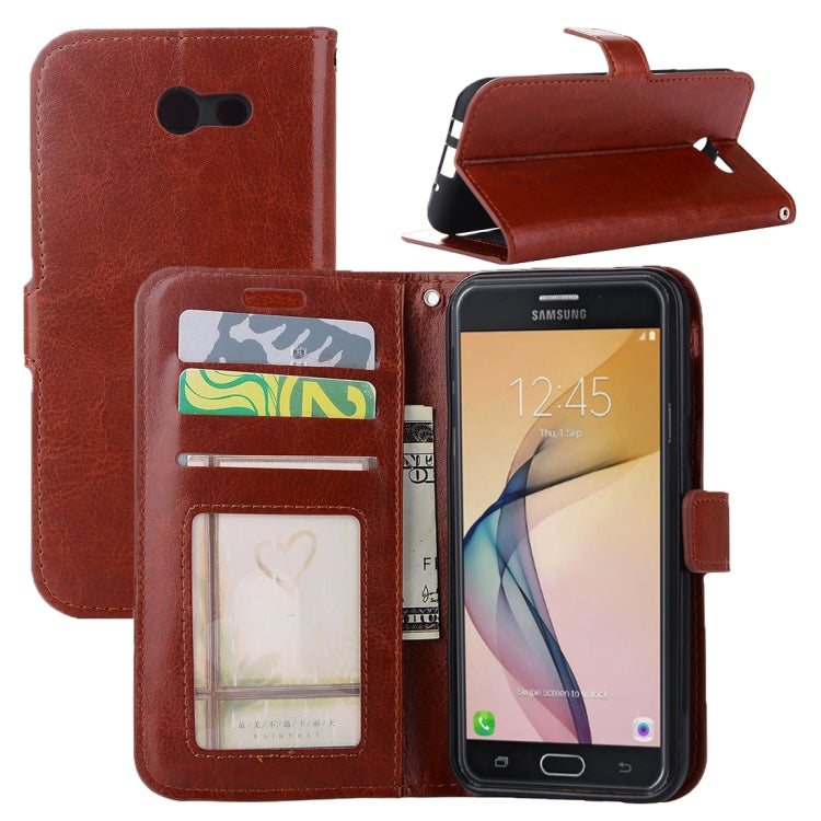For Galaxy J7 (2017) (US Version) Crazy Horse Texture Horizontal Flip Leather Case with Holder & Card Slots & Wallet & Photo Frame