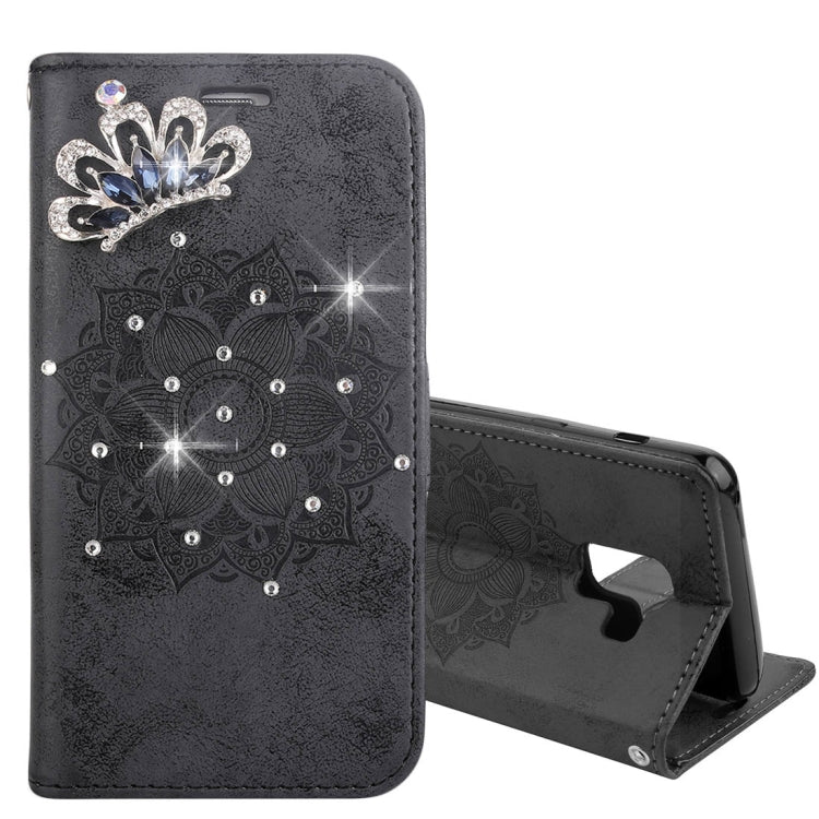 For Galaxy A8 (2018) Mandragora Pattern Crystal Encrusted Horizontal Flip Leather Case with Card Slot & Holder & Wallet & Lanyard