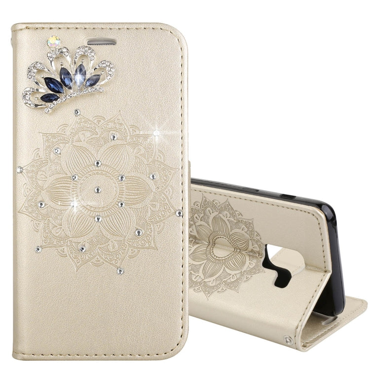 For Galaxy A8 (2018) Mandragora Pattern Crystal Encrusted Horizontal Flip Leather Case with Card Slot & Holder & Wallet & Lanyard