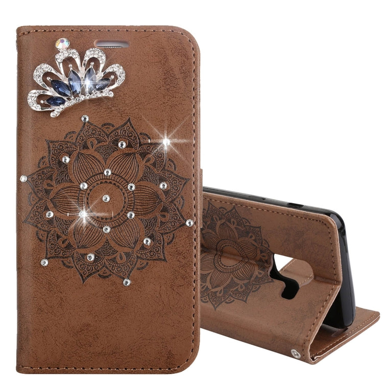 For Galaxy A8 (2018) Mandragora Pattern Crystal Encrusted Horizontal Flip Leather Case with Card Slot & Holder & Wallet & Lanyard