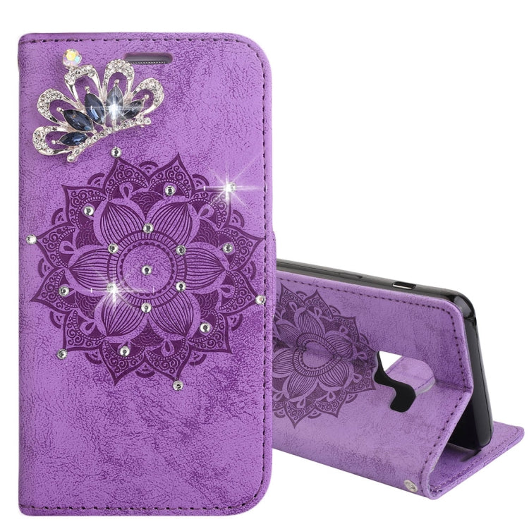 For Galaxy A8+ (2018) Mandragora Pattern Crystal Encrusted Horizontal Flip Leather Case with Card Slot & Holder & Wallet & Lanyard