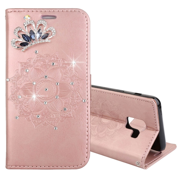 For Galaxy A8+ (2018) Mandragora Pattern Crystal Encrusted Horizontal Flip Leather Case with Card Slot & Holder & Wallet & Lanyard