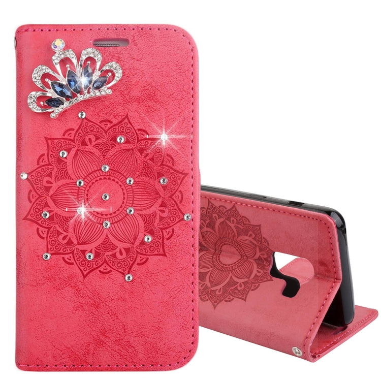 For Galaxy A8+ (2018) Mandragora Pattern Crystal Encrusted Horizontal Flip Leather Case with Card Slot & Holder & Wallet & Lanyard