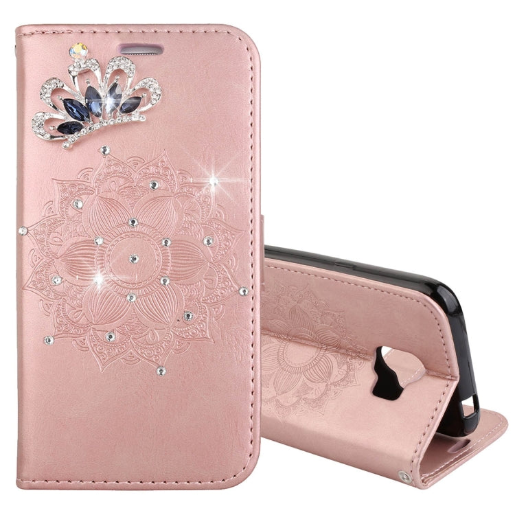 For Galaxy J2 Pro (2018) Mandragora Pattern Crystal Encrusted Horizontal Flip Leather Case with Card Slot & Holder & Wallet & Lanyard