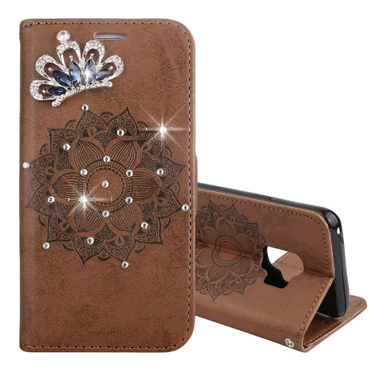 For Galaxy S9 Mandragora Pattern Crystal Encrusted Horizontal Flip Leather Case with Card Slot & Holder & Wallet & Lanyard