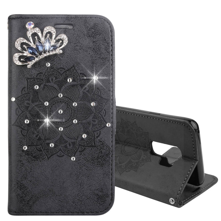 For Galaxy S9+ Mandragora Pattern Crystal Encrusted Horizontal Flip Leather Case with Card Slot & Holder & Wallet & Lanyard