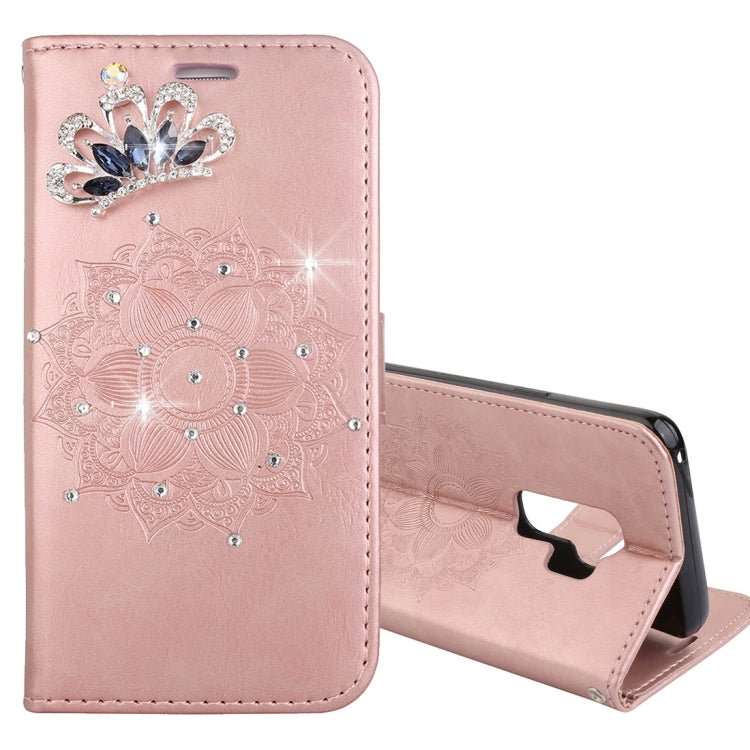For Galaxy S9+ Mandragora Pattern Crystal Encrusted Horizontal Flip Leather Case with Card Slot & Holder & Wallet & Lanyard