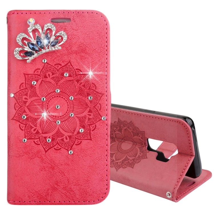 For Galaxy S9+ Mandragora Pattern Crystal Encrusted Horizontal Flip Leather Case with Card Slot & Holder & Wallet & Lanyard