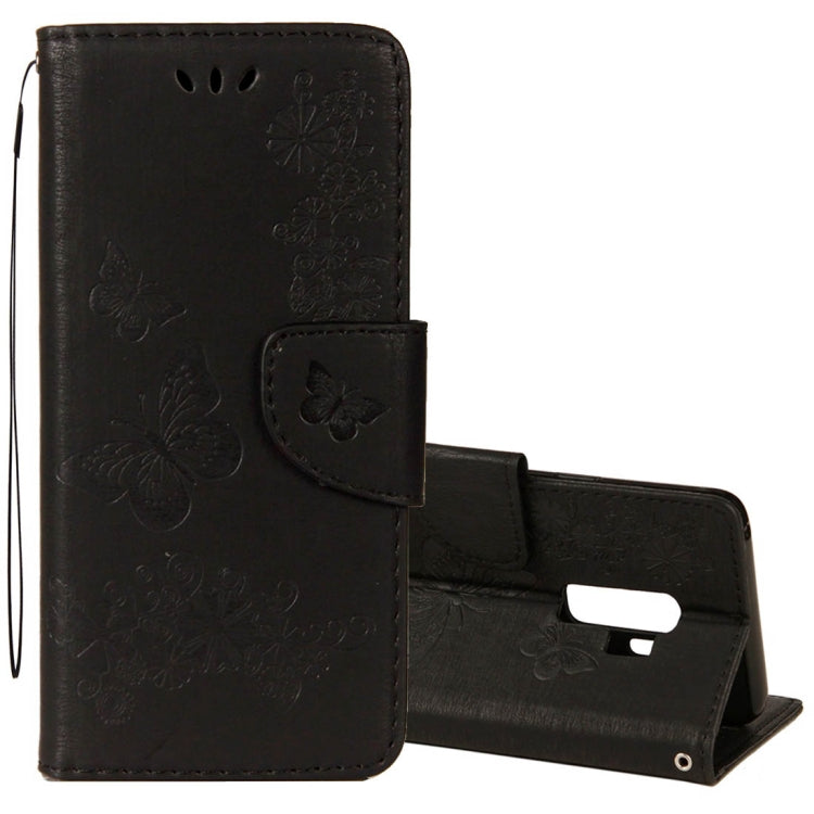 For Galaxy S9+ Vintage Embossed Floral Butterfly Pattern Horizontal Flip Leather Case with Card Slot & Holder & Wallet & Lanyard