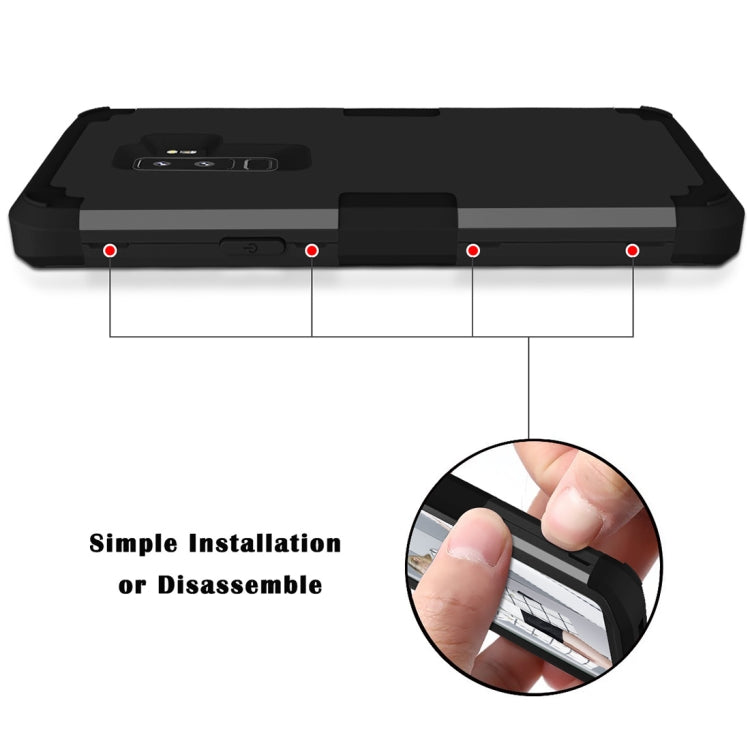 For Galaxy S9+ Separable Contrast Color PC + Silicone Combination Case