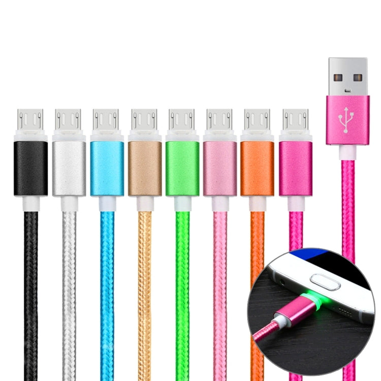 8 PCS 1m Woven Style Metal Head Micro USB to USB 2.0 Data / Charger Cable Kit with Light, For Samsung / Huawei / Xiaomi / Meizu / LG / HTC and Other Smartphones