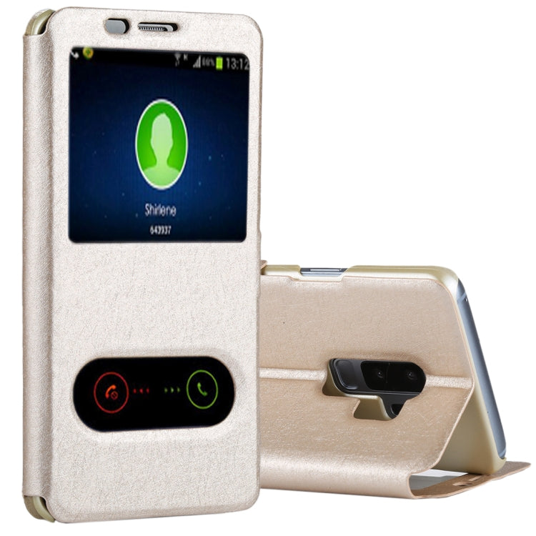 For Galaxy S9+ Silk Texture Horizontal Flip Leather Case with Call Display ID & Answer / Reject Display