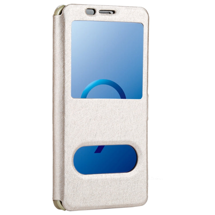 For Galaxy S9+ Silk Texture Horizontal Flip Leather Case with Call Display ID & Answer / Reject Display