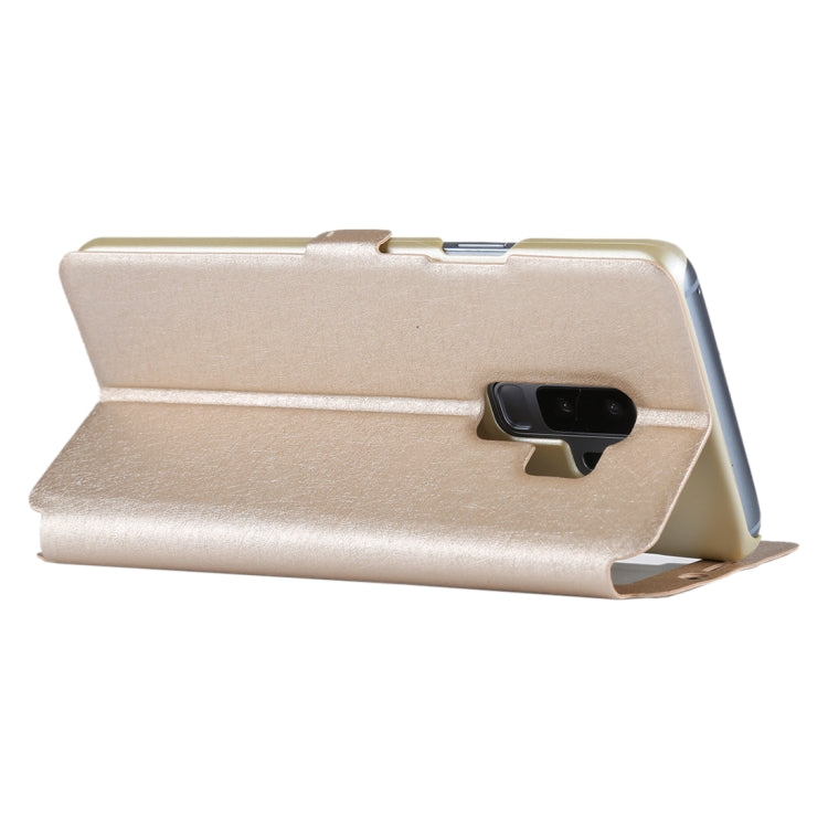 For Galaxy S9+ Silk Texture Horizontal Flip Leather Case with Call Display ID & Answer / Reject Display